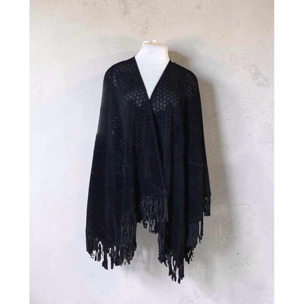 Vintage Suzanne Somersault Collection Suede perforated Laser Cut Cape One Size